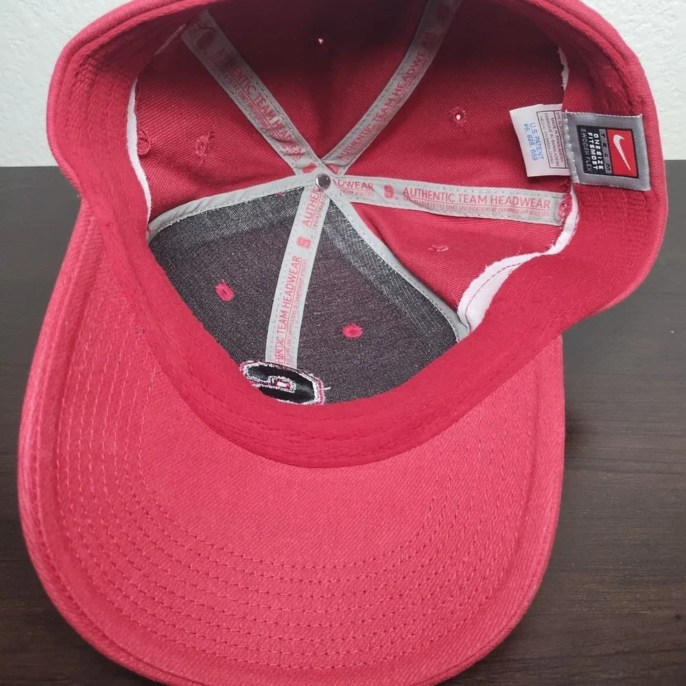 VTG Nike Stanford Univ Cardinal Hat Cap OSFM Red Block 'S' Swoosh Flex NCAA EUC
